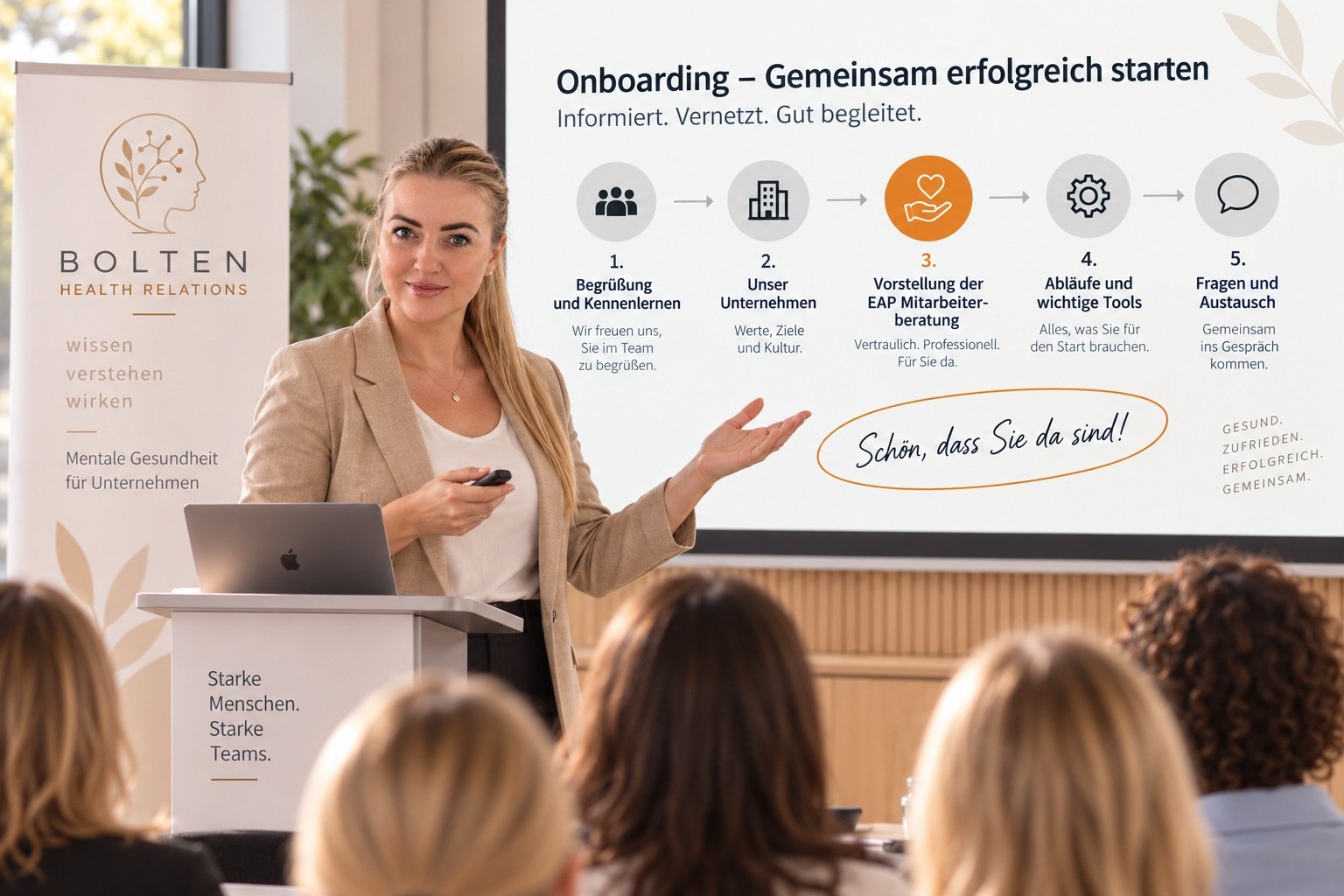 Präsentation des Onboardings vor einem Team